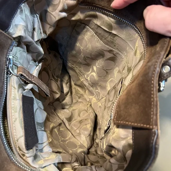 COACH Brown Leather Suede Hampton Tote Bag - Picture 9 of 12